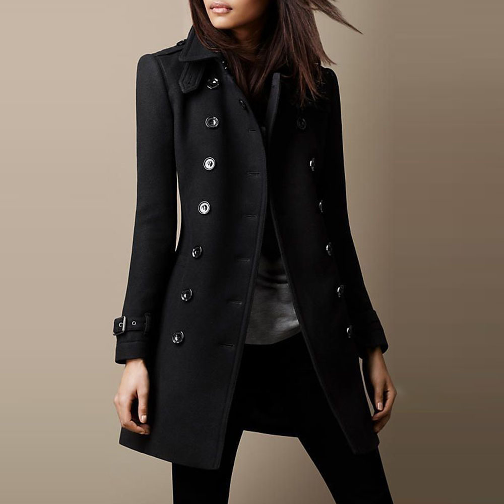 Women's Double Breasted Casual Coat For Autumn And Winter_voghion.com