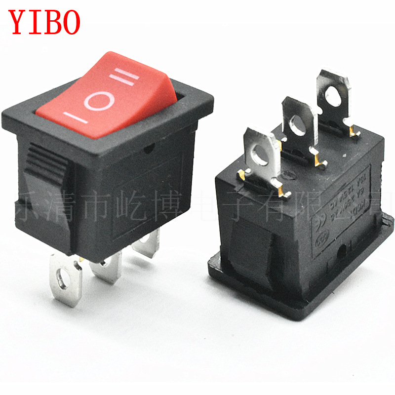 KCD1 3脚3档 红色0.8脚 三脚三档 15*21电源开关船型开关 6A 250V