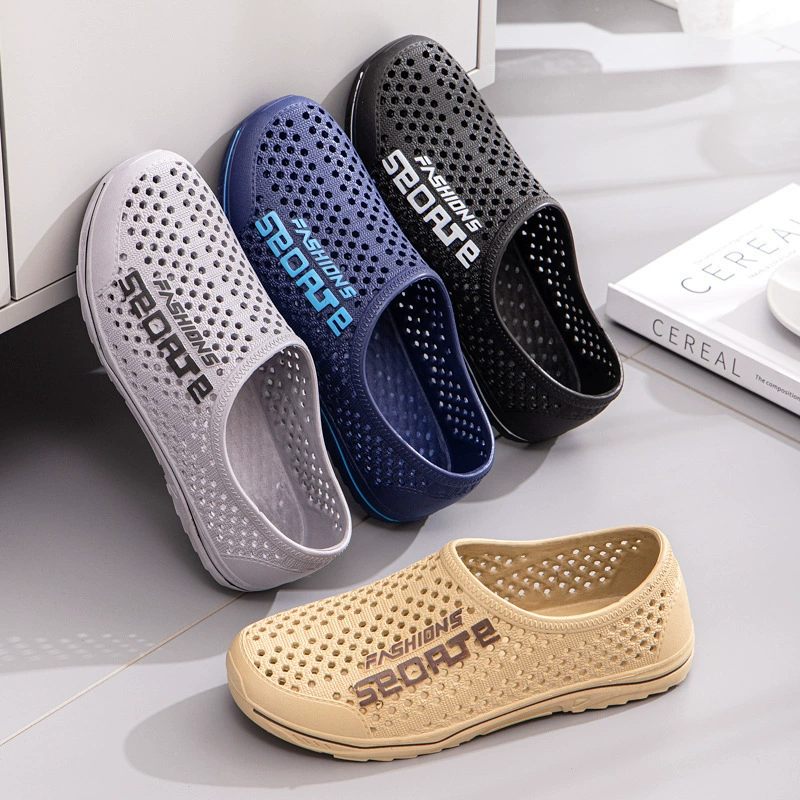 Мужские сандалии с закрытым носком, туфли с отверстиями, 2024 летняя новая Нескользящая пляжная обувь, верхняя одежда, мужская обувь в Корейском стиле оптом