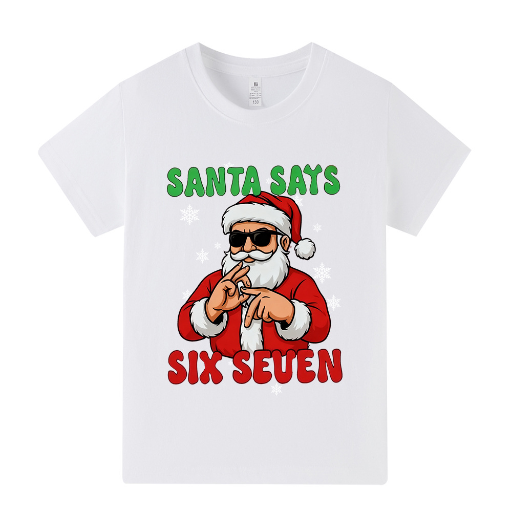 圣诞主题Christmas Six Seven 67印花儿童短袖T恤上衣A1277