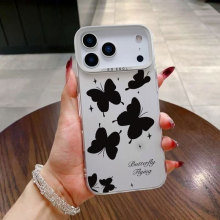 新款蝴蝶适用苹果17Pro手机壳彩银壳iPhoneAir16/15/14/13/12跨境
