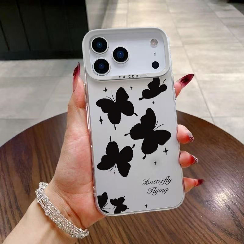 新款蝴蝶适用苹果17Pro手机壳彩银壳iPhoneAir16/15/14/13/12跨境
