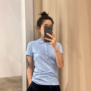 25Ss Cross-Border Five-Button Classic Pony Embroidered Polo Shirt Short-Sleeved T-Shirt Women's One-Piece Drop Shipping