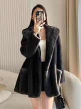 女貂皮整时尚鹅绒皮大衣水貂天鹅连年轻口新款女帽貂皮天鹅绒2025