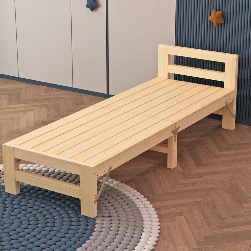 ☆ Solid Wood Adult Splicing Bed Folding Bed Installation-Free with Guardrail Children's Bed Boy Girl Splicing Large Bed Baby