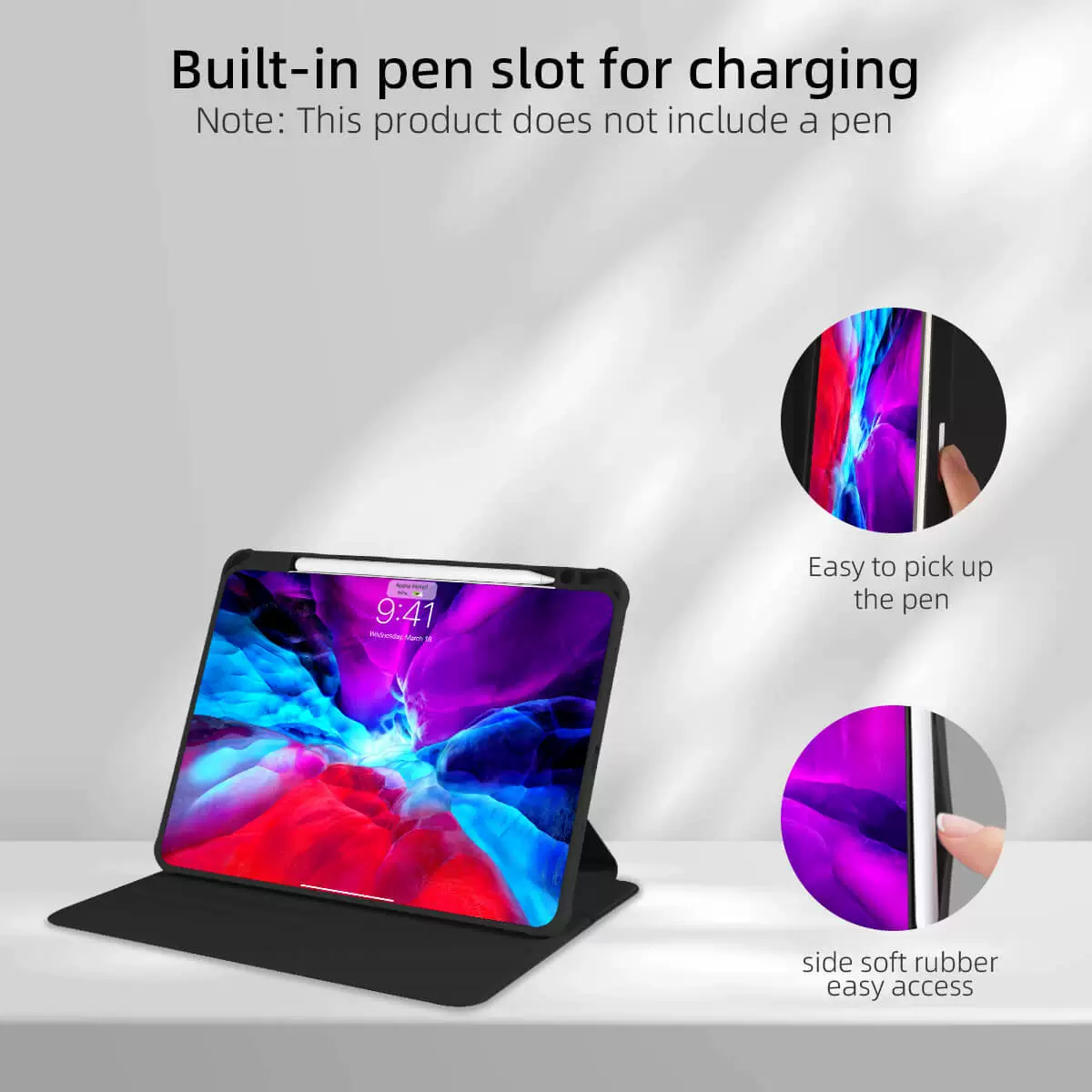 Защитный чехол для iPad 2023 PRO11 дюймов, 360° вращающийся держатель, совместимый с 9-й, 10-й, 11-й поколение, 12.9/7/8/4 мини 6