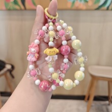 新款多巴胺系列糖果三丽鸥串珠手机链女生手串挂饰汽车钥匙链挂件