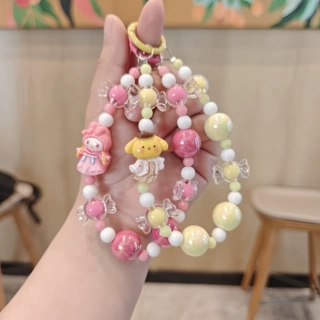 新款多巴胺系列糖果三丽鸥串珠手机链女生手串挂饰汽车钥匙链挂件