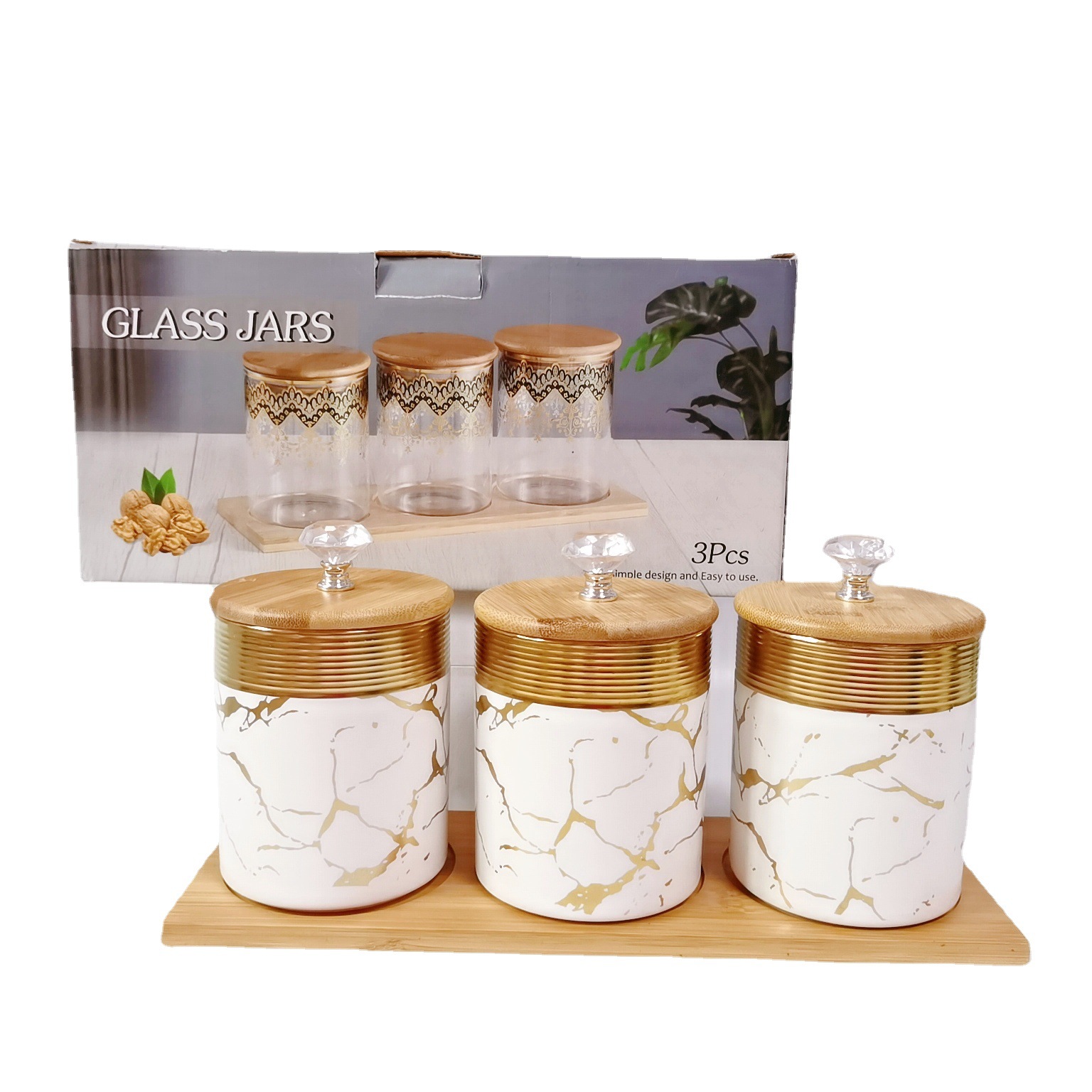 Exportación exportación saudita cerámica sellado tarro cocina multi-grano almacenamiento tarro con madera café té tarro