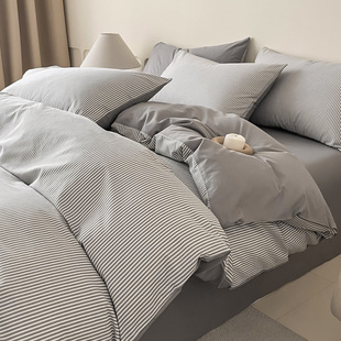 2025 New Pure Cotton Four-Piece Set, Skin-Friendly and Comfortable Quilt Cover, Single and Double Bed Sheetss, Simple Printed Bedding