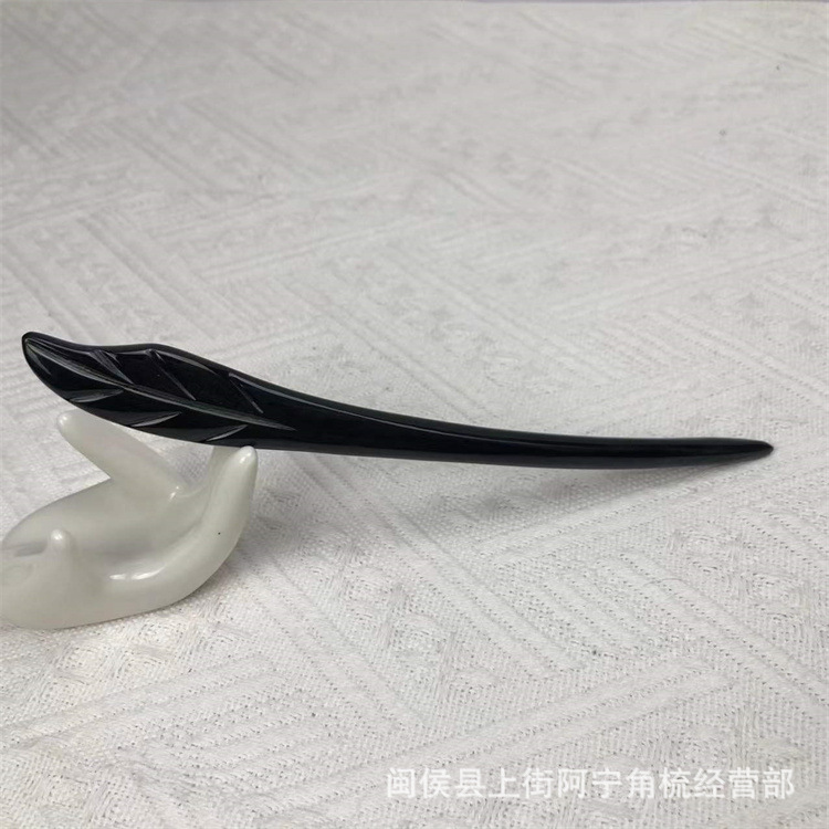 Hand Carved Ox Horn Hair Stick 18cm Bow Shape Chinese Style Hairpin for Updo Hairstyles Gift key features