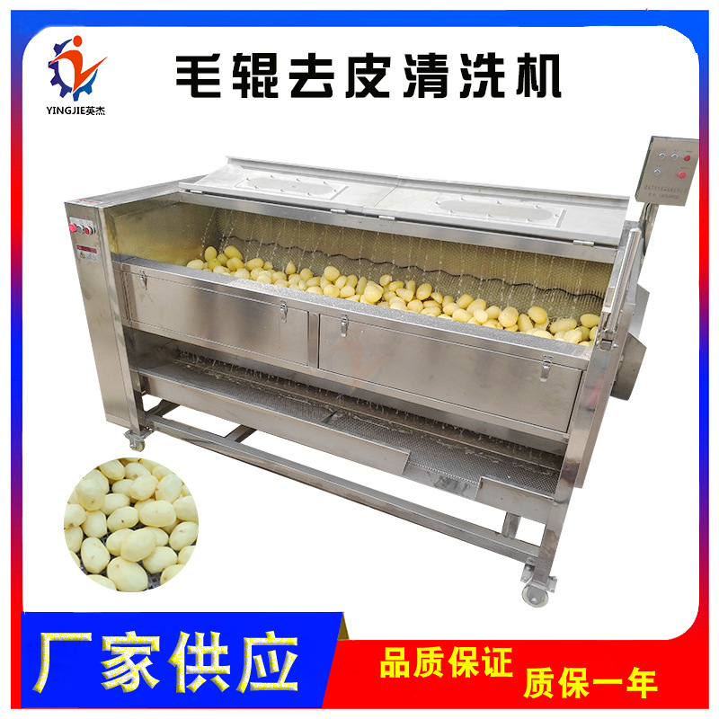 马蹄荸荠专用清洗机 商用小型滚筒毛刷洗果机 可移动 易清洗 省水