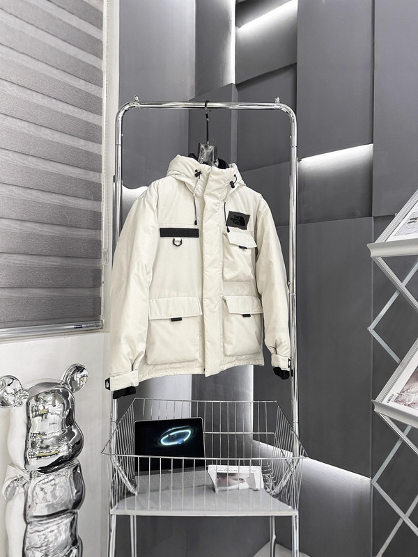 The North Face Workwear Fw22 Solid Color Micro Logo Multi-Pocket Drawstring Hooded down Jacket Shen Min'Er