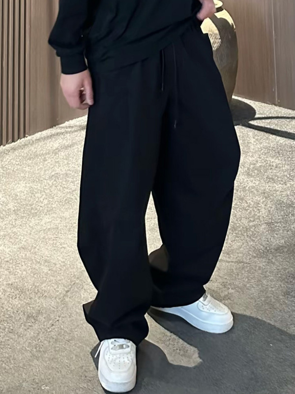 长裤男洗水手感棉立体宽松直筒百搭秋季工装美式男女弯刀裤休闲裤|undefined