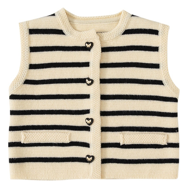 Babycity primavera Chaleco de los nuevos niños versátil cardigan niñas rayas de punto chaleco ropa para niños QY23117