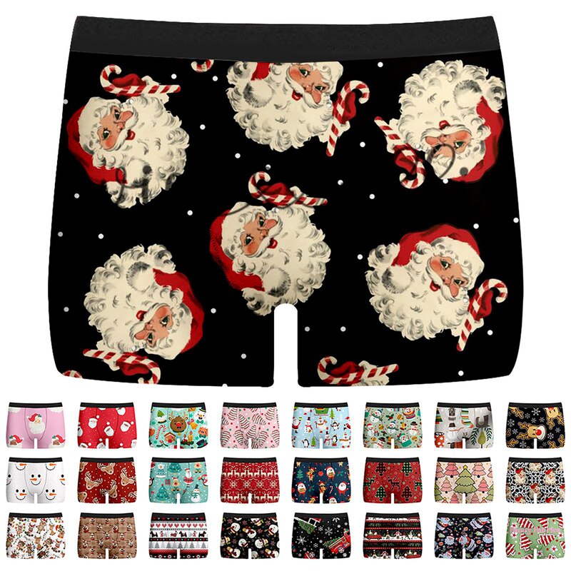 Christmas Printed Men's Underwear New Breathable Comfortable Boxers Milk Silk Digital Printed Milk Silk Boxers