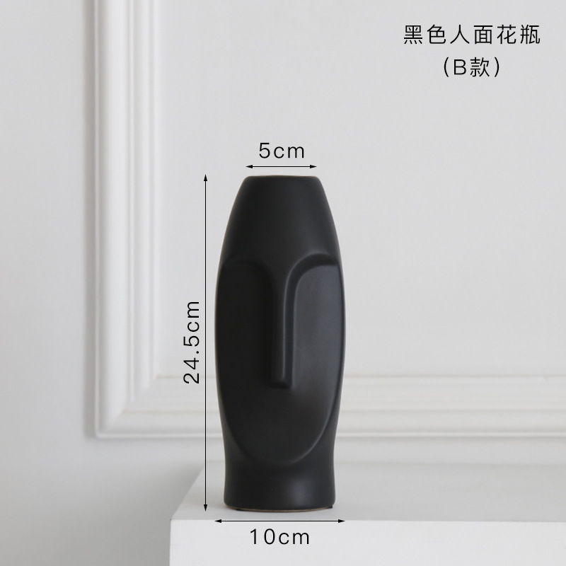 Blanco y negro jarrón de cerámica decoración moderna moda creativa arreglo de flores secas dispositivo de mesa de comedor sala de estar decoración del hogar