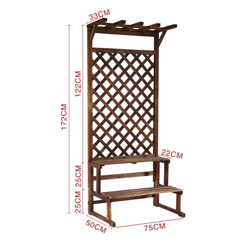 Soporte de flores de madera anticorrosión Soporte de maceta rejilla de piso estante de flores de patio interior madera maciza terraza de varios pisos al aire libre