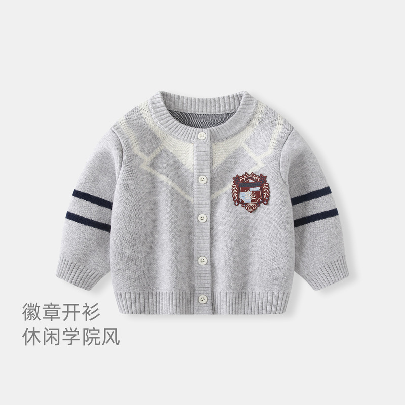 Baby Boy Autumn Clothing, College Style Knit Cardigan, Baby Boy Sweater, Autumn and Winter Infant Sweater