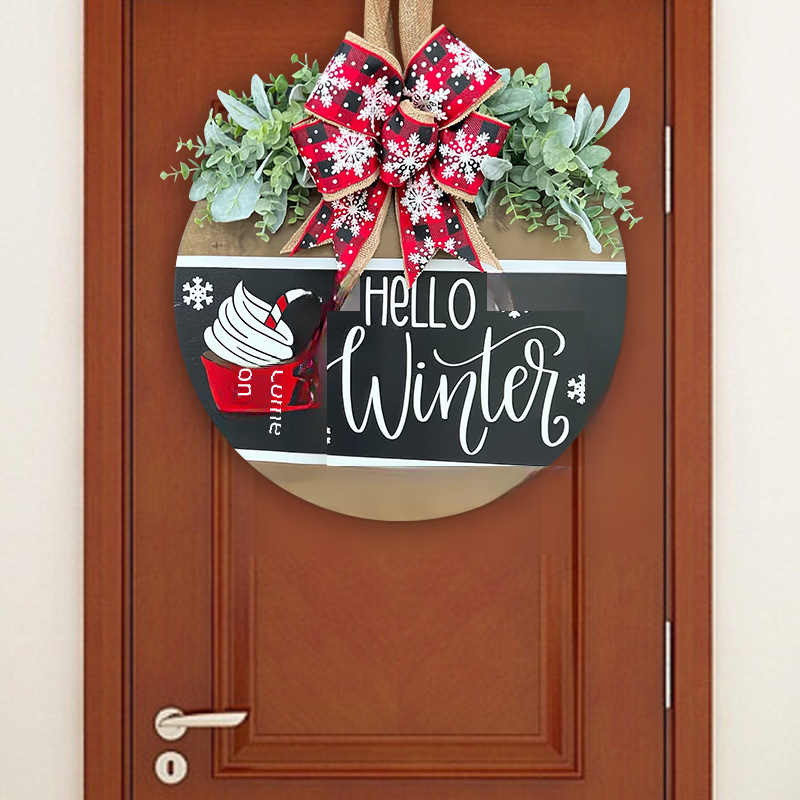 Gränsöverskridande ny julvattenkopp trä ytterdörrhänge heminredning dekorativ girlande grossist_voghion.com