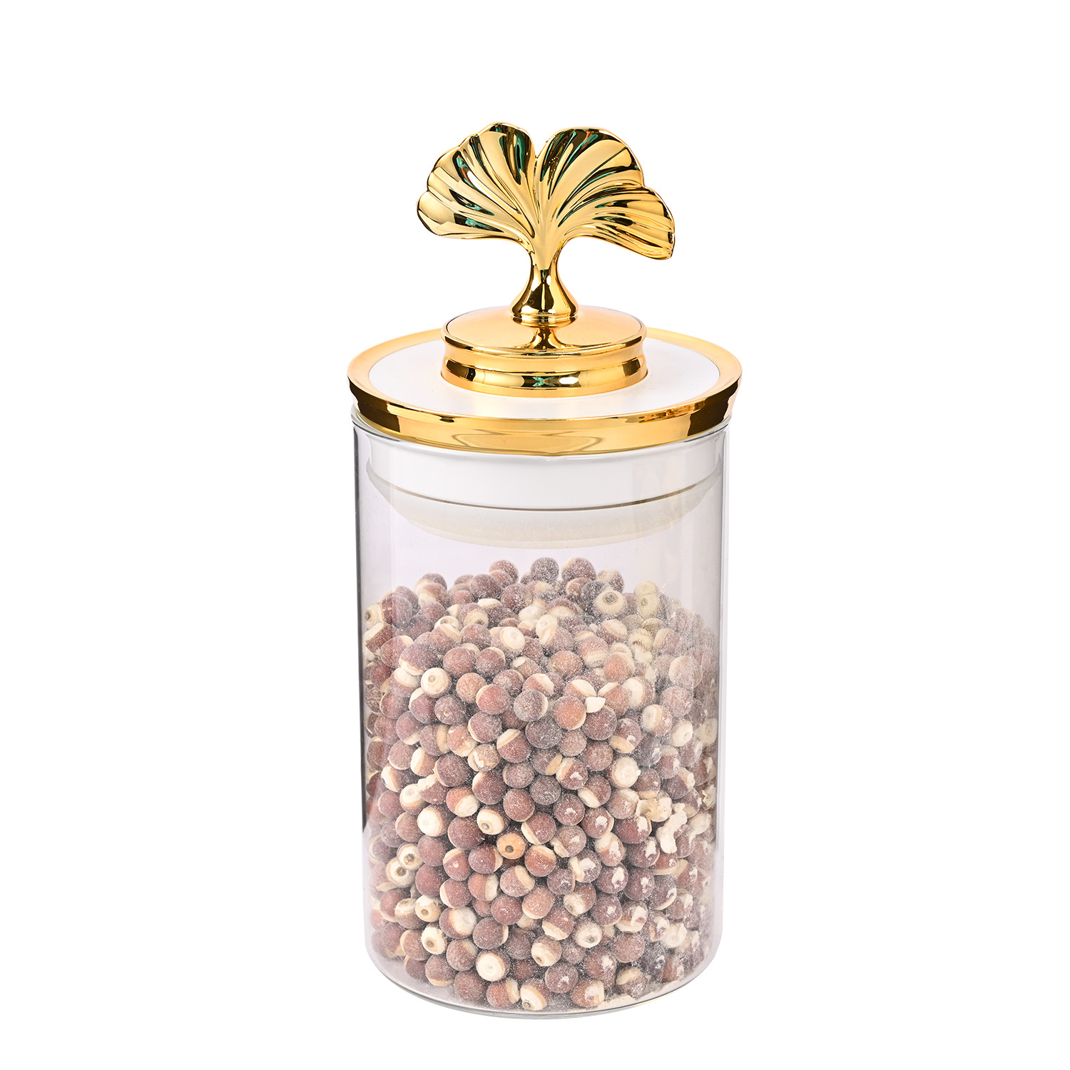 Lujo ligero hoja de ginkgo hogar alimentos té vidrio sellado tarro cocina a prueba de humedad productos secos grano sellado tarro