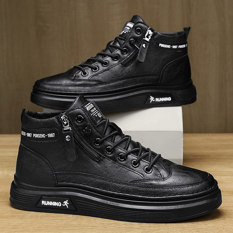 Zapatos casuales de estilo inglés de primavera para hombres, zapatos casuales comerciales de color sólido, nuevos zapatos de skate elásticos