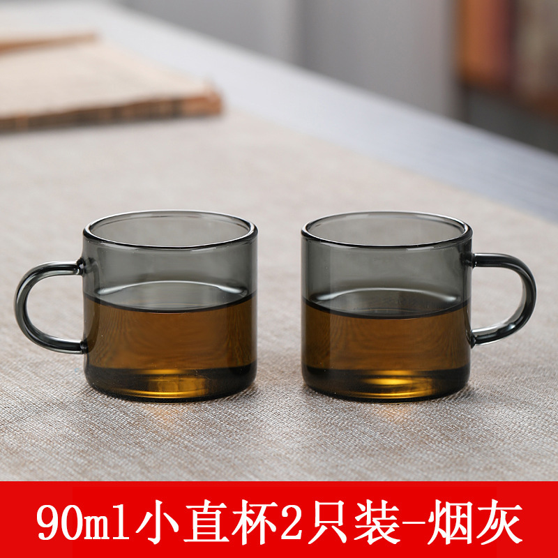 Taza pequeña de vidrio para té, taza pequeña color gris humo, taza para té, juego de té Kung Fu resistente al calor para el hogar, taza de degustación, de borosilicato alto.