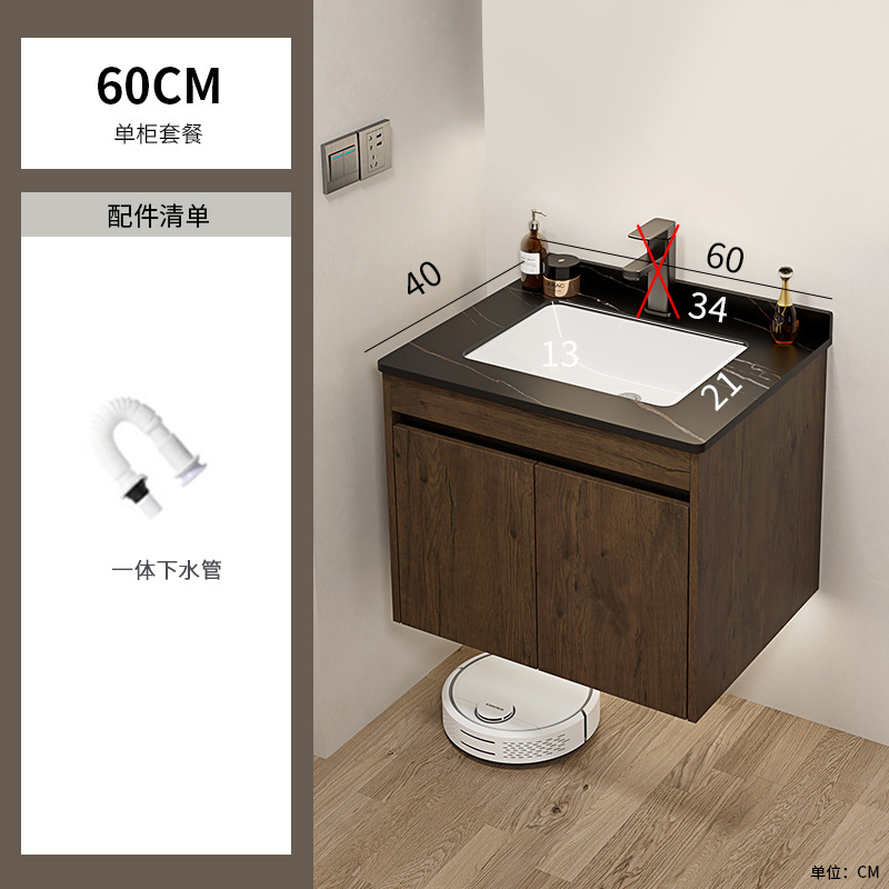 Nuevo gabinete de baño de color nuez gabinete de lavabo hotel pequeño baño en lavabo de aluminio espacio