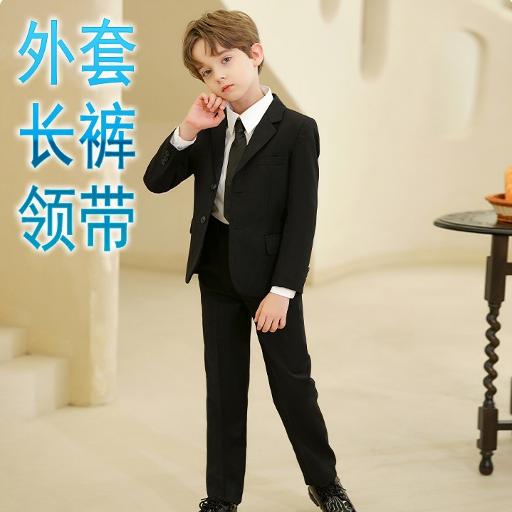 2024子供のスーツのスーツの男の子の小さい司会者のドレスの中で大きい子供のピアノの演服の花の子供の男の子のスーツ