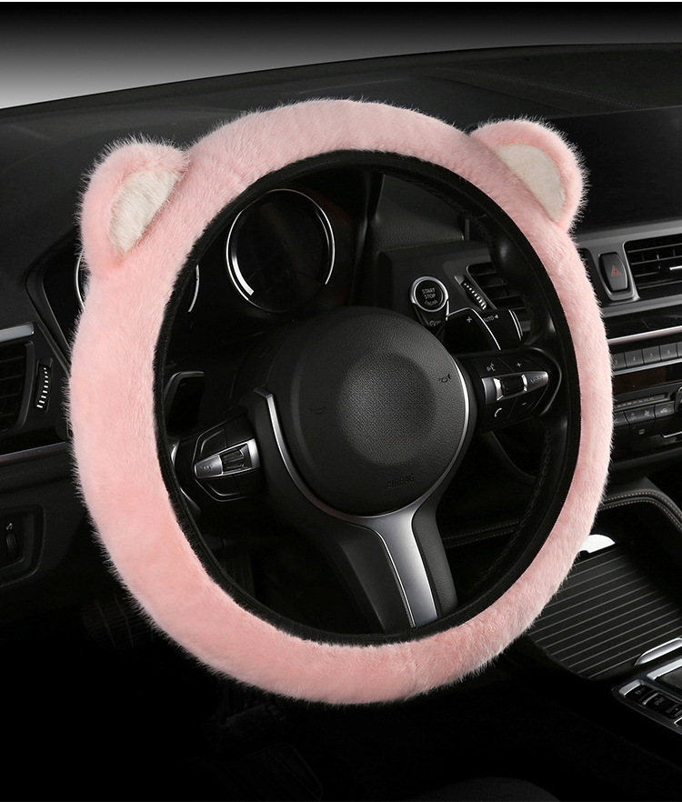 Internet Celebrity Cat Ear Plush Car Steering Wheel Cover Cute Cartoon Cover Autumn and Winter Cold Protection Wholesale
