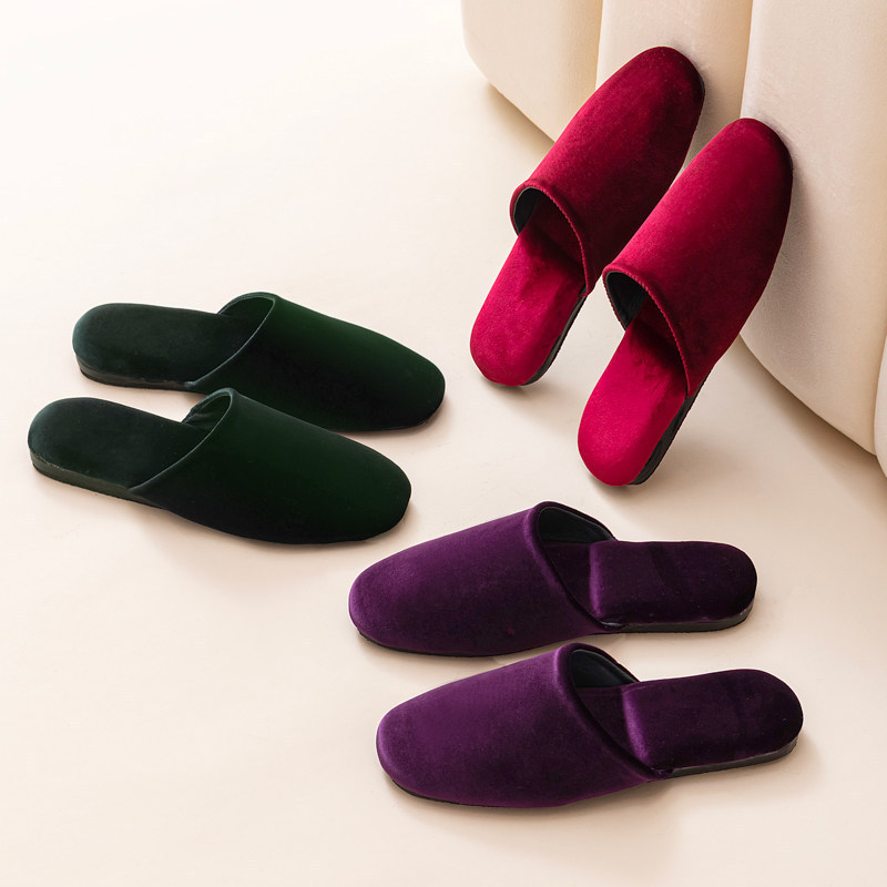 Women's Closed-Toe Slippers, High-End Velvet Slippers, Stylish and Elegant Home Wear Slippers, Comfortable and Silent Outdoor Slippers for Couples, Men's
