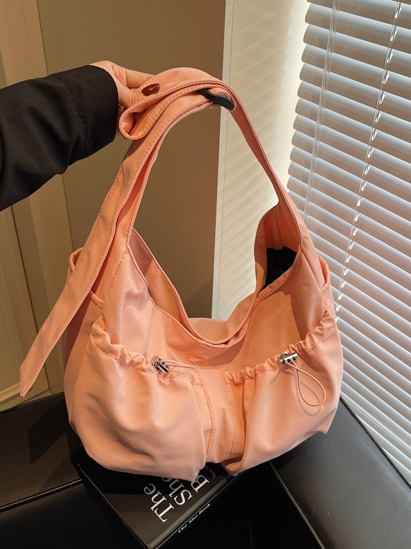 韓国版の新しい巾着ナイロンプリーツトートバッグ、女性用大容量クロスボディバッグ、女性用ハイエンドシングルショルダー餃子バッグ|undefined