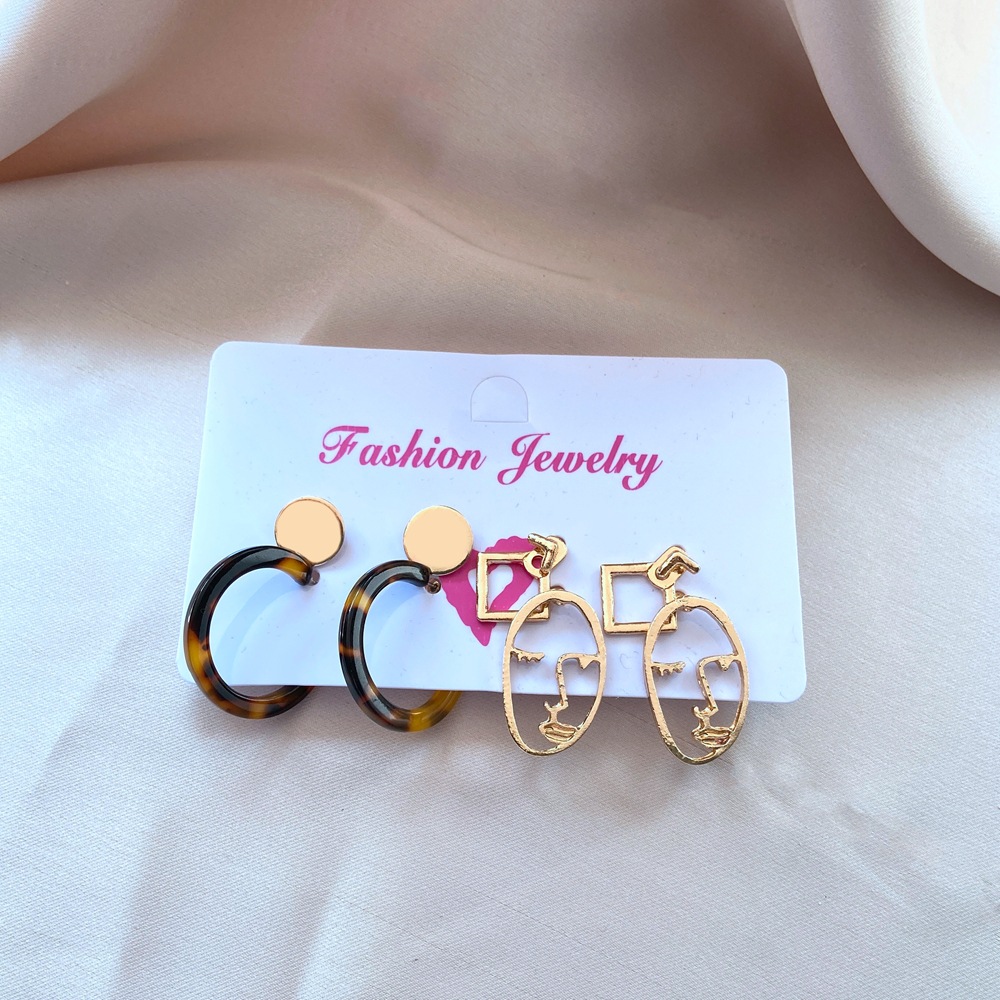 Retro Simple Alloy Resin Earrings Set display picture 4