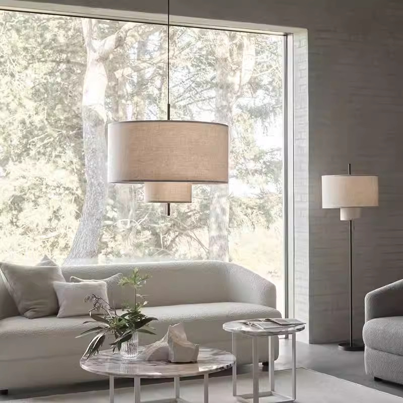 Lámpara medieval francesa Retro Residencia comedor sala de estar dormitorio estudio estilo japonés crema viento arte lámparas de tela