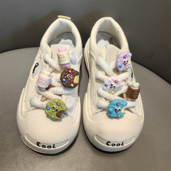 新年かわいいマカロン豆ビスケット骨靴バックル靴花目取り外し可能なスニーカー子供靴アクセサリー