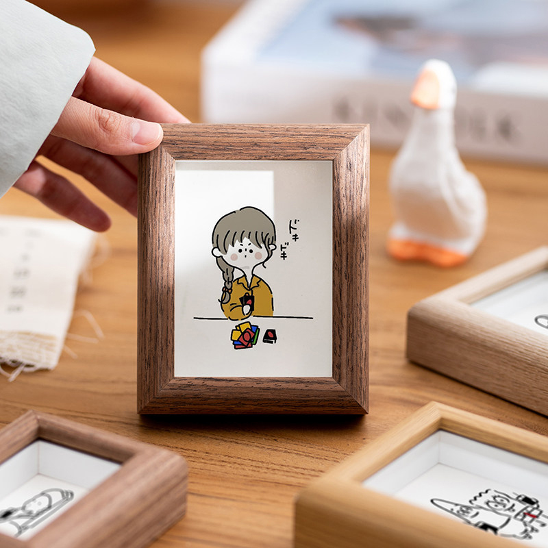 Polaroid Mini Photo Frame 3inch Vintage Walnut Wood Tabletop Cute Illustration Photo Frame Mini Portable Picture Frame Polaroid Mini Photo Frame 3inch Vintage Walnut Wood Tabletop Cute Illustration Photo Frame Mini Portable Picture Frame