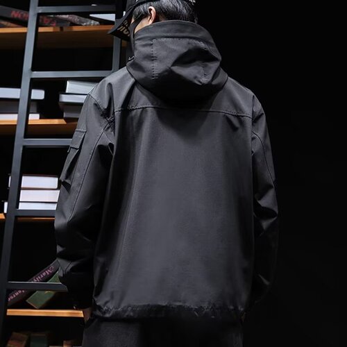 Men's Waterproof Windproof Thin Outdoor Hiking Spring Single Layer Jacket Functional Hooded Camping Leisure Jacket