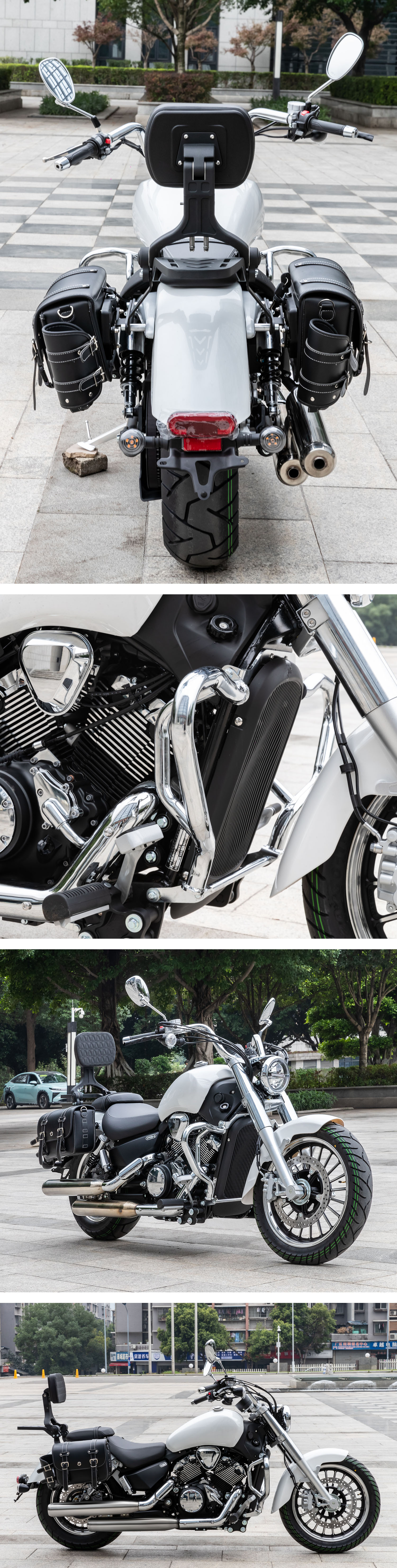 Applicable to Lifan V400 electroplated silver carbon steel bumper retractable lumbar support folding backrest one-stop modification