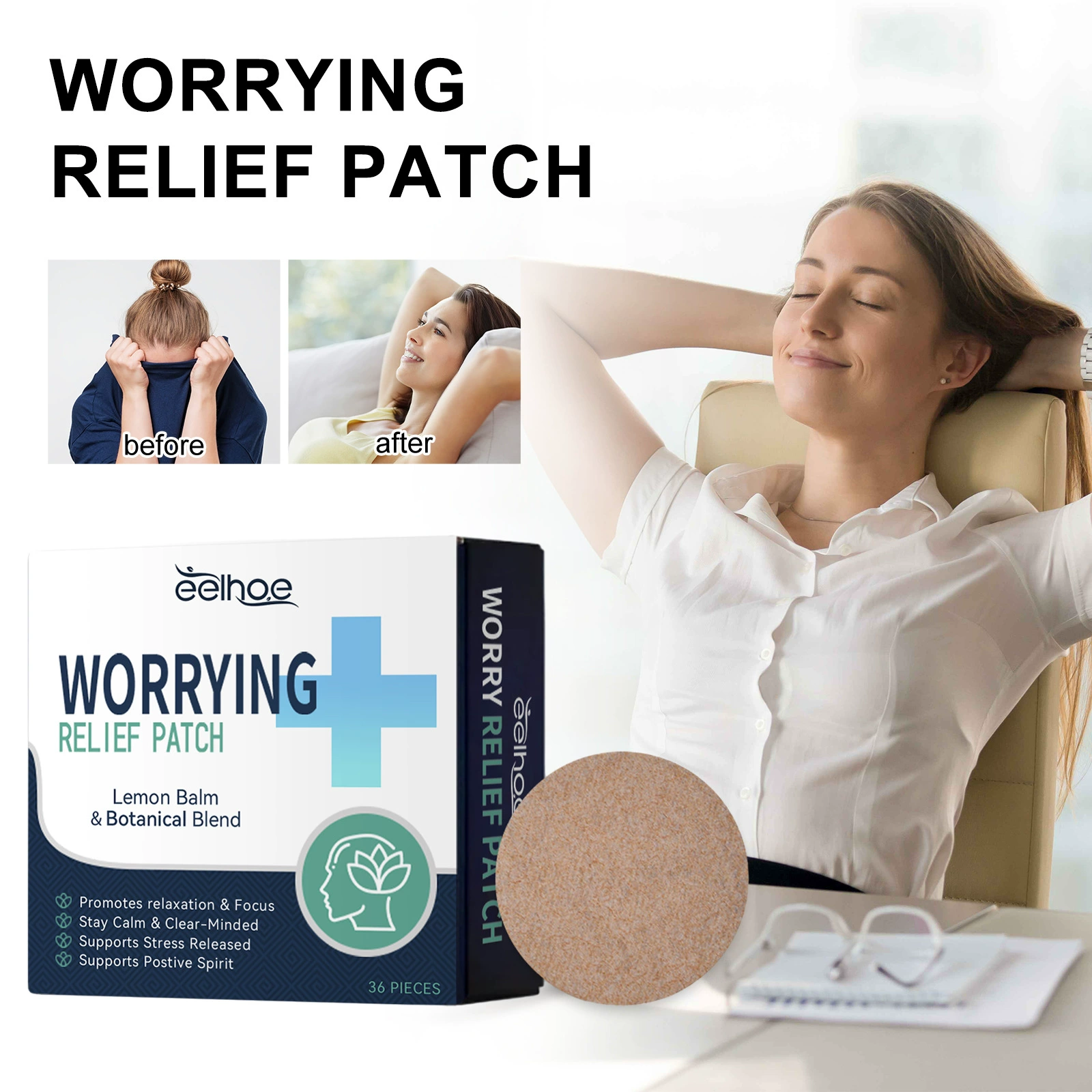 Пластырь EELHOE для ухода за телом снимает нетерпение настроение расслабляет тело и разум за ушами пластырь для ухода за точками акупунктуры