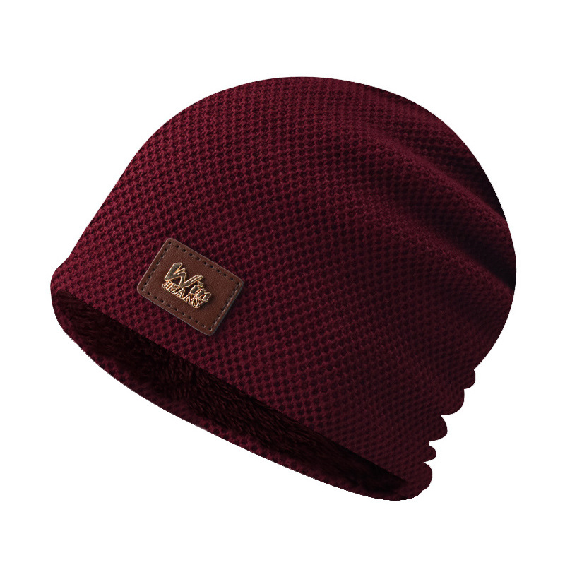 Invierno forrado de lana caliente Plaid de los hombres al aire libre sombrero bordado Jersey de punto de lana forrado de lana sombrero extra grande sombrero de invierno image 9