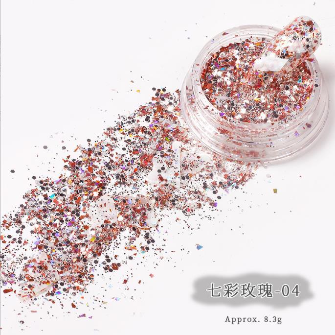 Nueva Red de uñas polvo de diamante de cristal rojo Galaxy fino flash sueño brillante pieza de concha polvo de uñas mezclado Galaxy polvo 4 botellas/Set