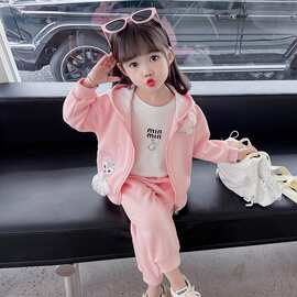 卡通女童春装卫衣套装2024新款洋气儿童春季衣服女宝宝时髦两件套