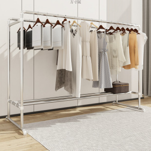 Galvanized Steel Pipe Clothes Drying Rack Floor-Standing Simple Outdoor Double-Pole Water Pipe Drying Rack for Home Balcony Hanging Clothes and Drying Rack
