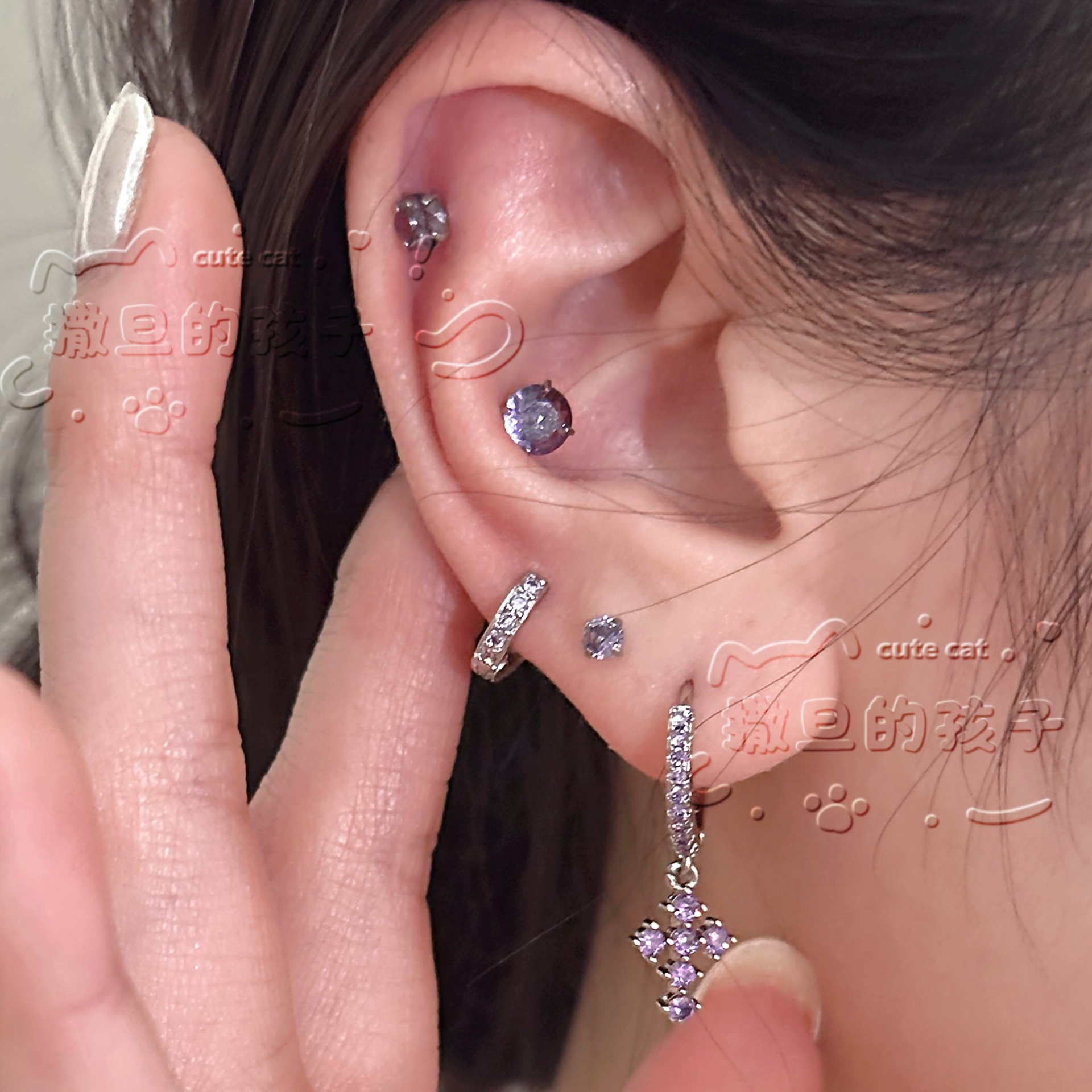Labret stud lip piercing jewelry styling detail