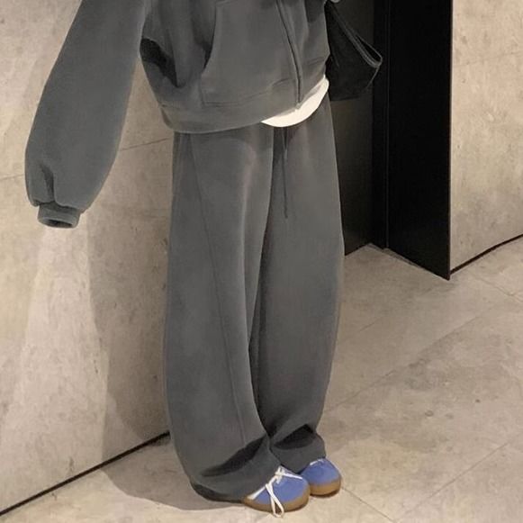 胖MM特大码300斤韩系运动服套装女秋冬新款连帽卫衣阔腿裤两件套2|undefined
