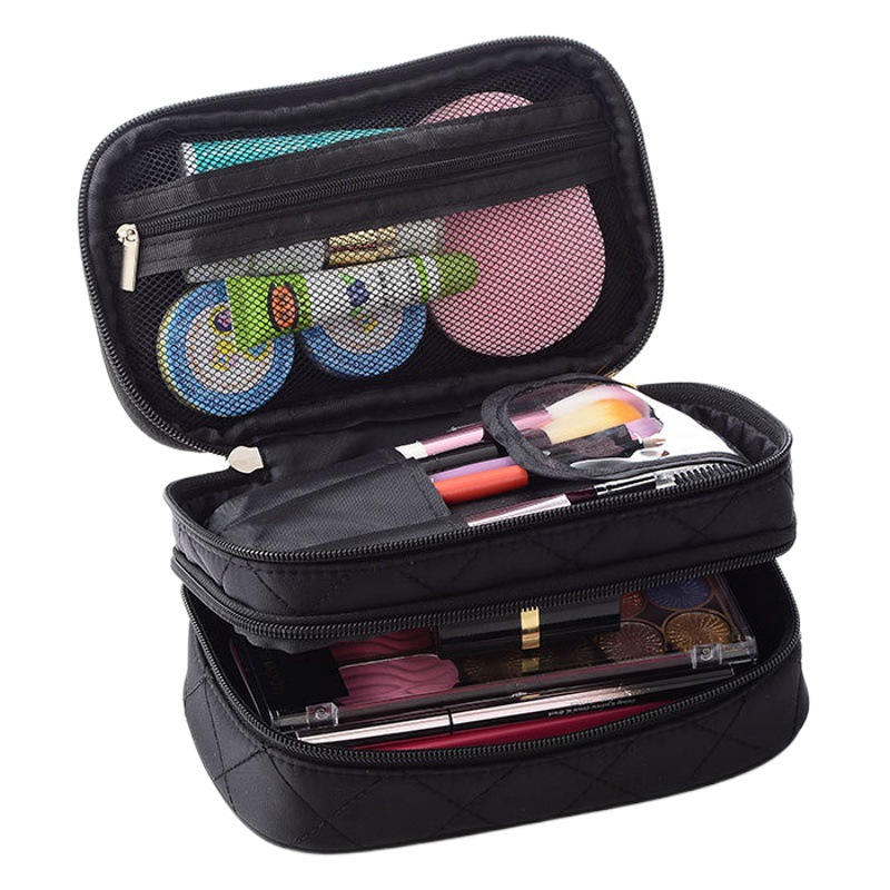 Bolsa de cosméticos de estilo coreano portátil de gran capacidad de nylon de doble capa impermeable bolsa de almacenamiento de cosméticos Portátil Bolsa de cosméticos de viaje