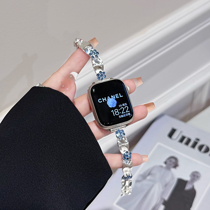 カラーダイヤモンドシルクフラワーブレスレット Apple watch78910SE ウォッチ Xiaomi Huawei 時計ストラップに適しています|undefined