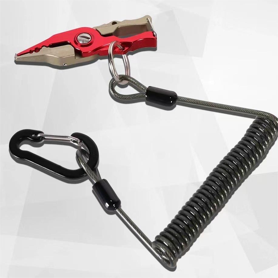 弹簧绳 失手绳 1.0不锈钢丝绳索受拉力50KG活渔扣带登山配件防丢