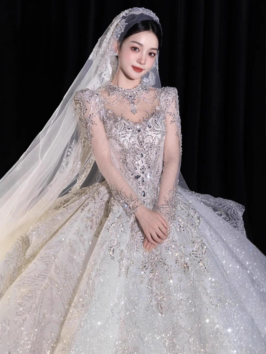 2026 nuevo vestido de boda de novia de alta calidad bordado de perlas vestido de boda de gran tamaño pequeño D116