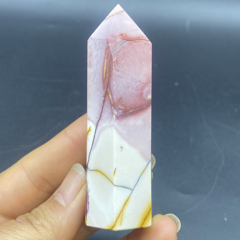 天然蛋黄石柱子小摆件精品水晶雕刻件桌面摆件手工雕刻件装饰买一送一 图 3
